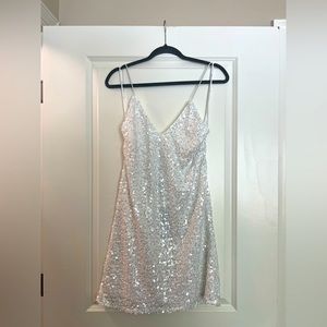 Lulus White Sequin Mini dress  Size M NWT